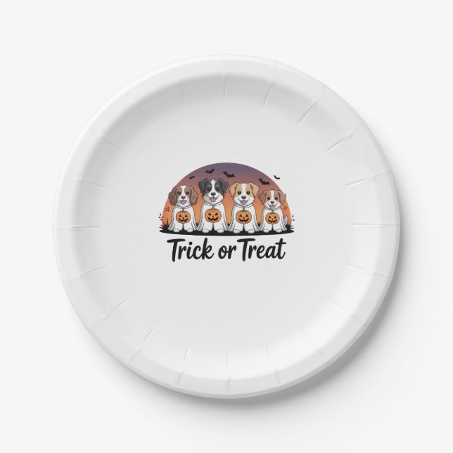 Trick or Treat Halloween Paper Plate (Front)