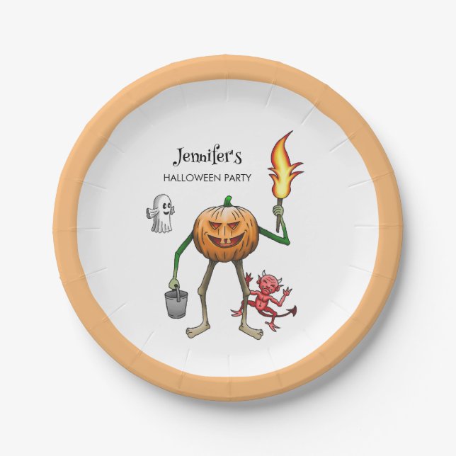 Trick or Treat Halloween Paper Plate (Front)