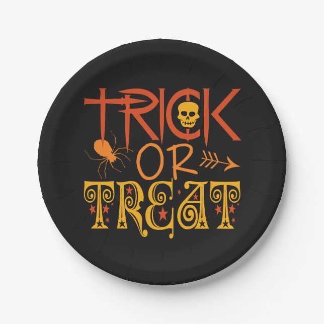 Trick or Treat Halloween paper plates (Front)
