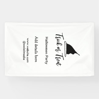 Trick or treat Halloween party black hat details w Banner