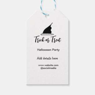 Trick or treat Halloween party black hat details w Gift Tags