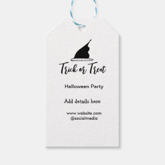 Trick or treat Halloween party black hat details w Gift Tags