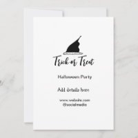 Trick or treat Halloween party black hat details w