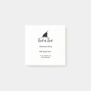 Trick or treat Halloween party black hat details w Post-it Notes