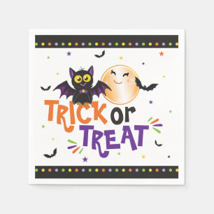 Trick or Treat Halloween Party Cute Bat and Moon Napkin