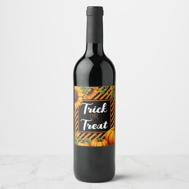 trick or treat halloween party favor wine wine label (Front)