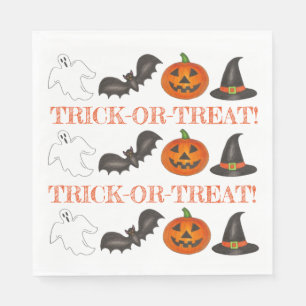 Trick or Treat Halloween Party Ghost Witch Bat Napkin