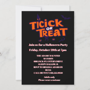 Trick or treat Halloween party  Invitation