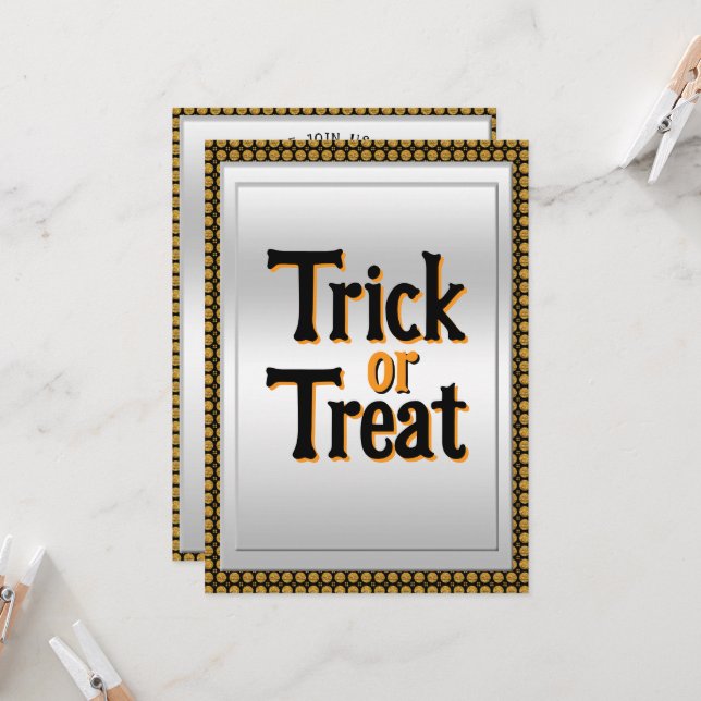 Trick Or Treat Halloween Party Invitation (Front/Back In Situ)