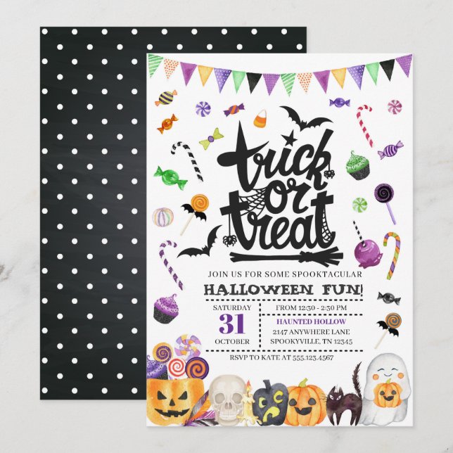 Trick or Treat Halloween Party Invitation (Front/Back)