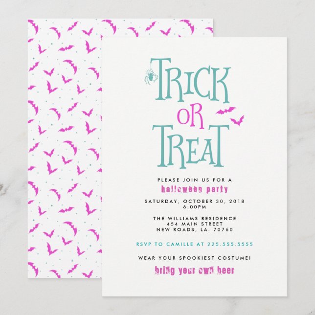 Trick or Treat Halloween Party Invitation (Front/Back)