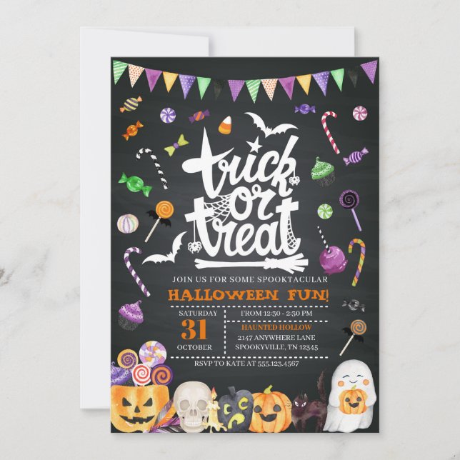 Trick or Treat Halloween Party Invitation (Front)