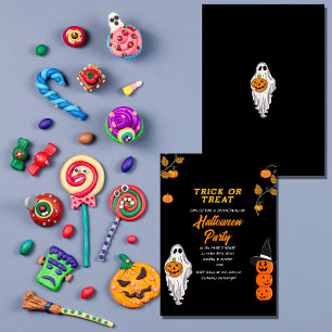 trick or treat halloween party time invitation