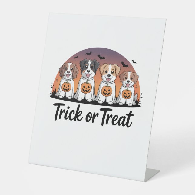 Trick or Treat Halloween Pedestal Sign (Front)