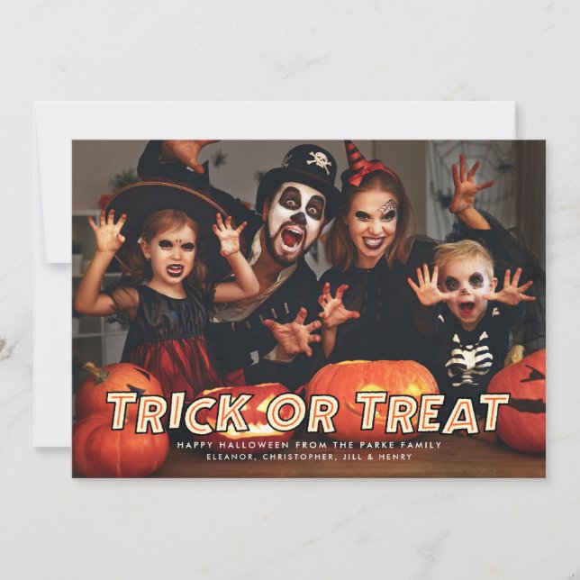Trick or Treat Halloween Photo Card (Front)