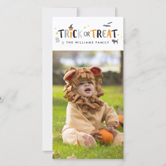 Trick or Treat Halloween Photo Card (Front)