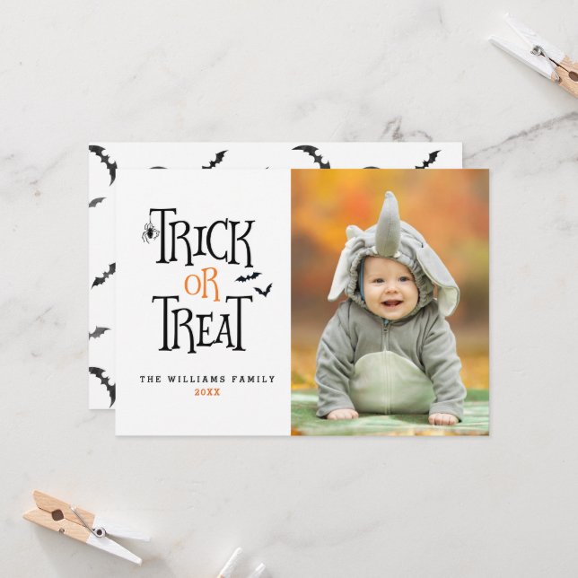 Trick or Treat Halloween Photo Cards (Front/Back In Situ)