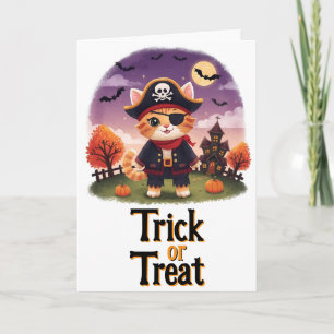 Trick or Treat Halloween Pirate Cat Card