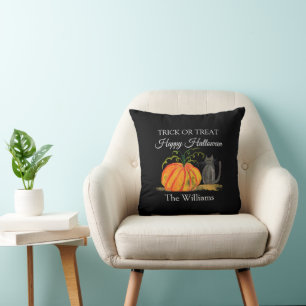 Trick or Treat Halloween Pumpkin Cat Cute Cushion