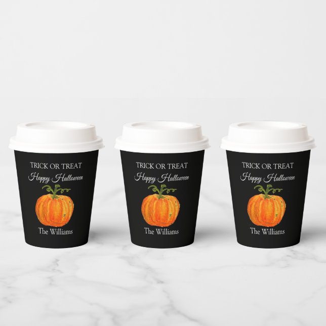 Trick or Treat Halloween Pumpkin Cute Paper Cups (Multi)