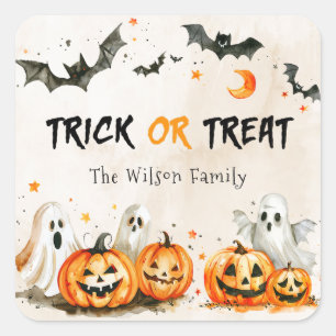 Trick or Treat Halloween Pumpkin Ghost Sticker