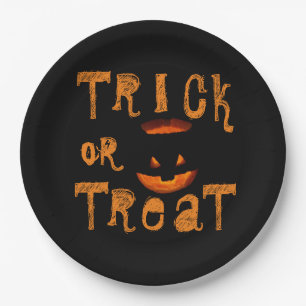 Trick or Treat Halloween Pumpkin Paper Plate