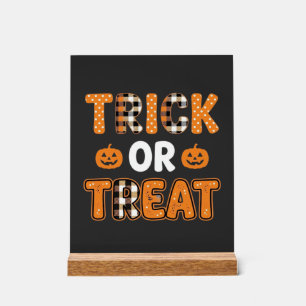 Trick or Treat Halloween Pumpkin Vector Design_1 Acrylic Sign