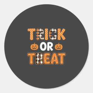 Trick or Treat Halloween Pumpkin Vector Design_1 Classic Round Sticker