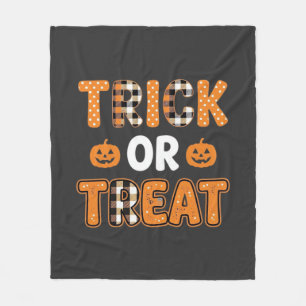 Trick or Treat Halloween Pumpkin Vector Design_1 Fleece Blanket