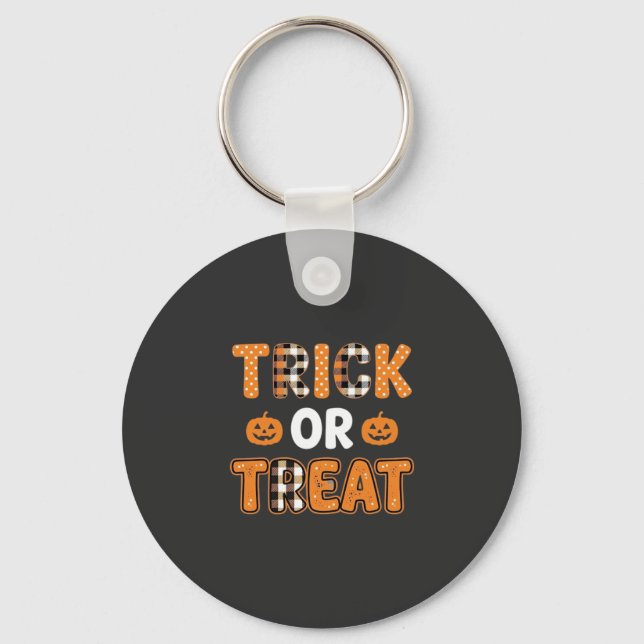 Trick or Treat Halloween Pumpkin Vector Design_1 Key Ring (Front)
