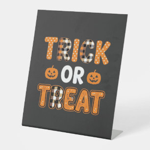 Trick or Treat Halloween Pumpkin Vector Design_1 Pedestal Sign