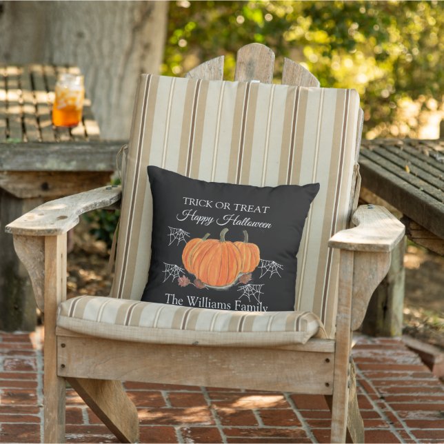 Trick or Treat Halloween Pumpkin Webs Cute Cushion (Chair)
