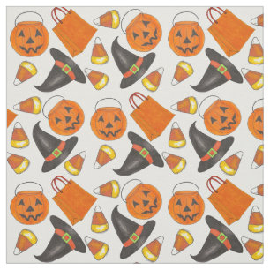 Trick or Treat Halloween Pumpkin Witch Candy Corn Fabric