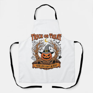 Trick Or Treat Halloween Pumpkin Witch Hat Spooky Apron