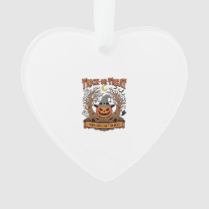 Trick Or Treat Halloween Pumpkin Witch Hat Spooky Ornament