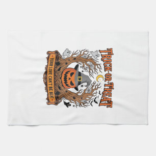 Trick Or Treat Halloween Pumpkin Witch Hat Spooky Tea Towel