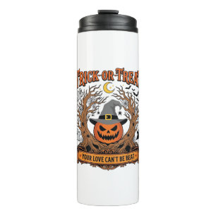 Trick Or Treat Halloween Pumpkin Witch Hat Spooky  Thermal Tumbler