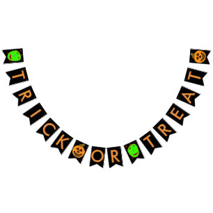 Trick or Treat Halloween Pumpkins Bunting Banner