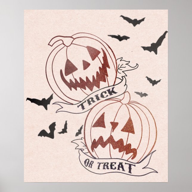 Trick or treat halloween pumpkins glitter look poster (Front)