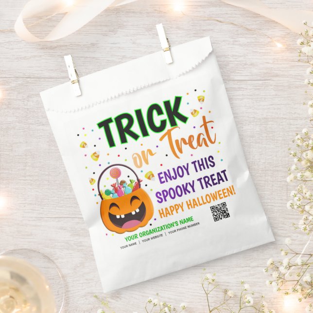 Trick or Treat Halloween QR Code Treat Favour Bags (Clipped)