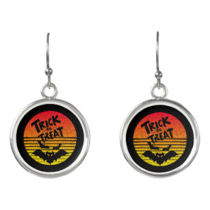 Trick or Treat Halloween Retro Bat  Earrings