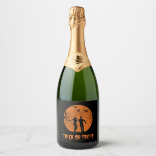 Trick Or Treat Halloween Salsa Dance Men Women Sparkling Wine Label