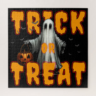 trick or treat halloween scary ghost pumpkin jigsaw puzzle
