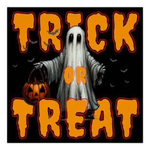 trick or treat halloween scary ghost pumpkin poster