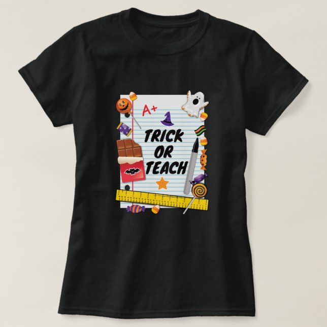Trick or Treat Halloween Shirt for School (Design Front)