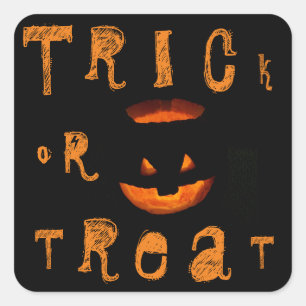 Trick or Treat Halloween Skull Square Sticker