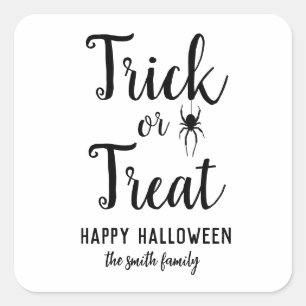 Trick or Treat Halloween Spider Square Sticker