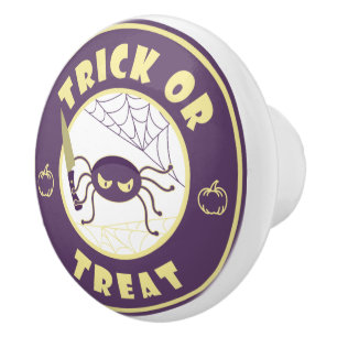 Trick or treat halloween spider Starbucks style Ceramic Knob