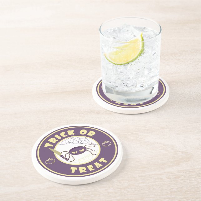 Trick or treat halloween spider Starbucks style Coaster (Side)