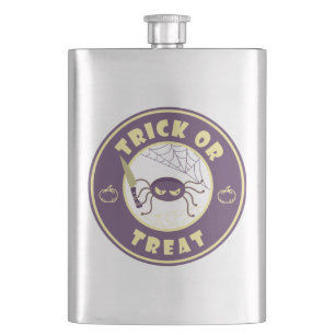 Trick or treat halloween spider Starbucks style Hip Flask